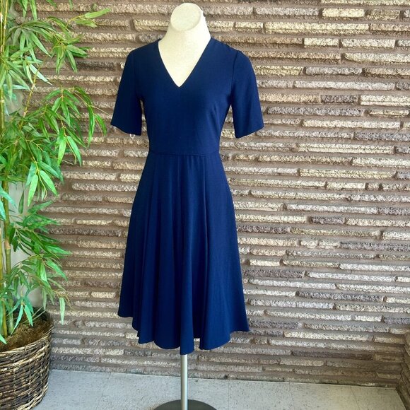 Gal Meets Glam Kate Navy Blue Fit and Flare Corporate Retro A Line Dress Size 2 - Picture 6 of 10